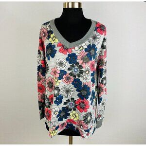 Secret Treasures Floral V-Neck Ribbed Accented Sleepwear Top Womens M 8 - 10